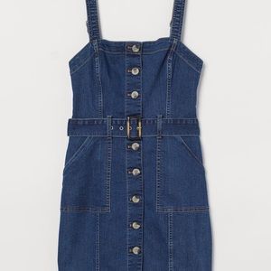 NWT H&M Bib Overall Denim Dress